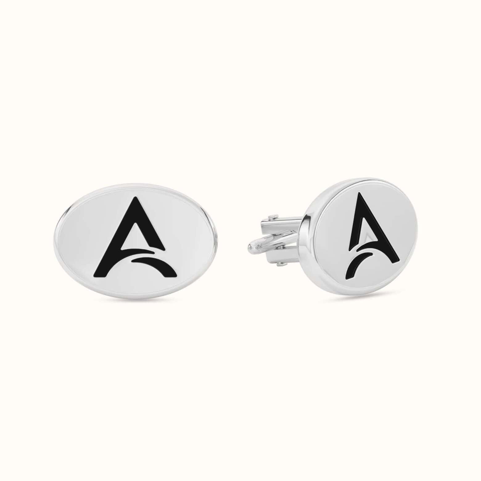Monogram Black Enamel Logo Cufflinks