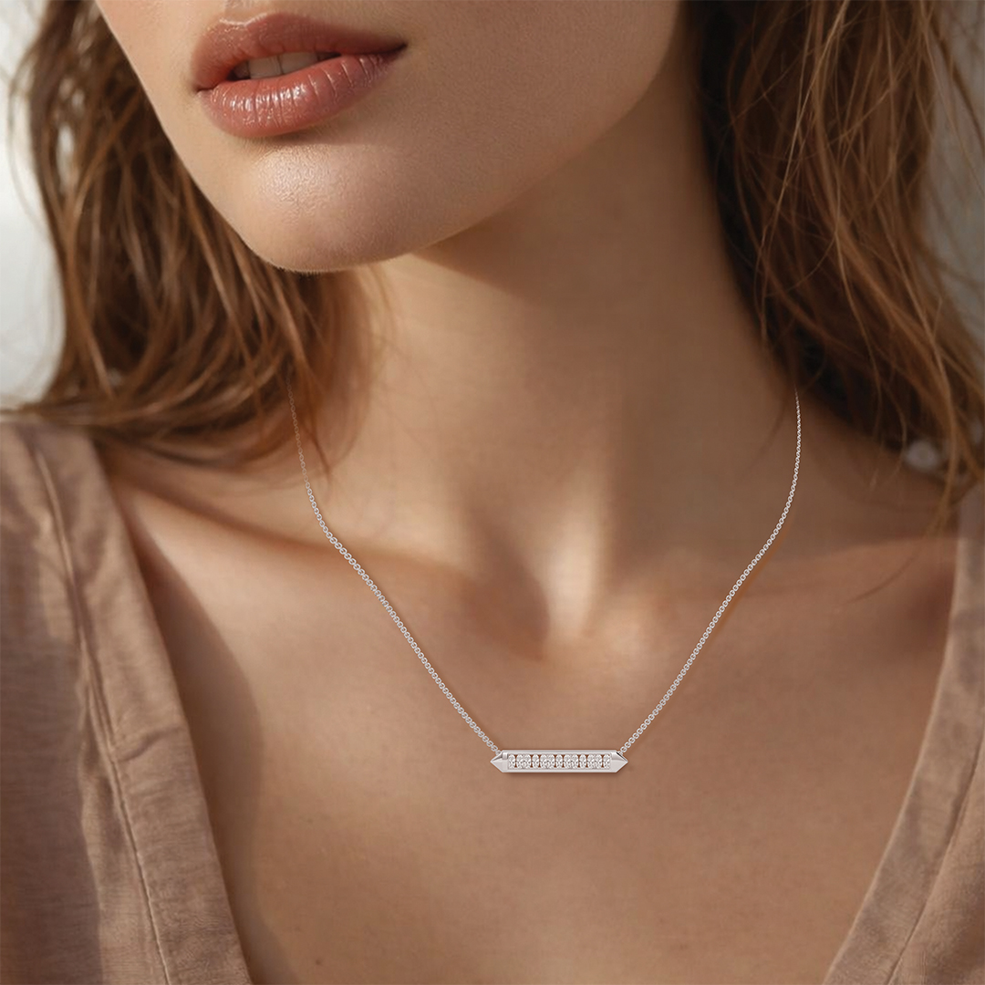 Oval Spike Bar Necklace - Image 2