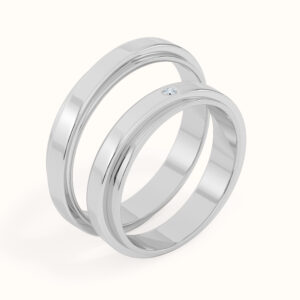 Bicolor Solitaire Couple Bands - Thumbnail Image 3