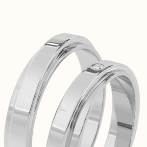 Bicolor Solitaire Couple Bands - Thumbnail Image 6