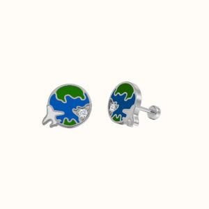 Earth Globe Stud Earrings