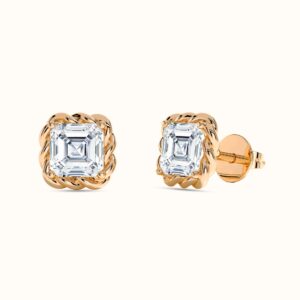 Asscher Diamond Bloom Stud Earrings