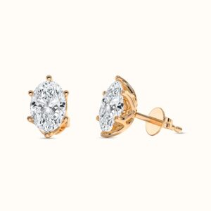 Petal Solitaire Oval Stud Earrings