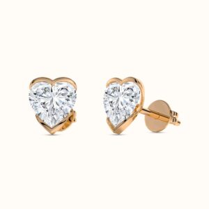 Heart Half Bezel Stud Earrings