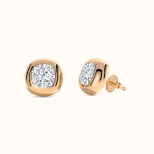 Cushion Diamond Dome Stud Earrings