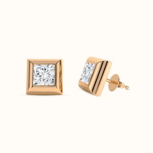 Princess Diamond Dome Stud Earrings