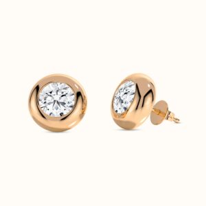 Round Diamond Dome Stud Earrings