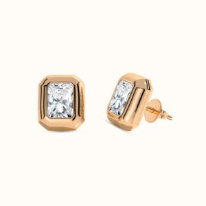 Radiant Diamond Dome Stud Earrings