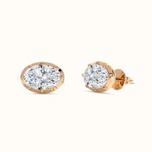 Modern Bezel Oval Stud Earrings