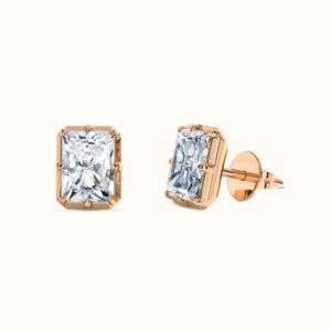 Modern Bezel Radiant Stud Earrings