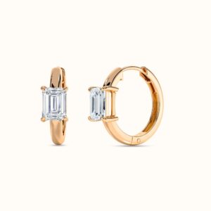 Emerald Diamond Hoop Earrings
