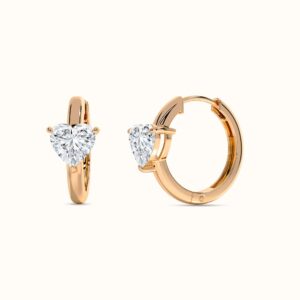 Heart Diamond Hoop Earrings