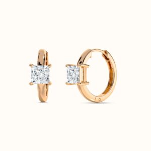 Princess Diamond Hoop Earrings