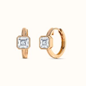 Asscher Diamond Bezel Hoop Earrings