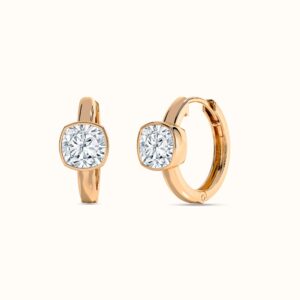 Cushion Diamond Bezel Hoop Earrings