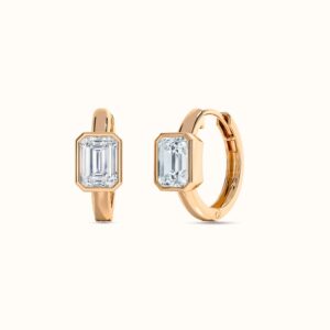 Emerald Diamond Bezel Hoop Earrings