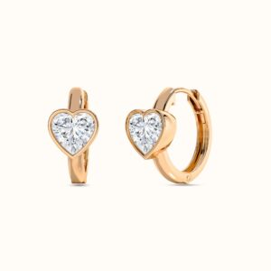 Heart Diamond Bezel Hoop Earrings
