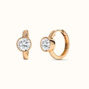 Round Diamond Bezel Hoop Earrings
