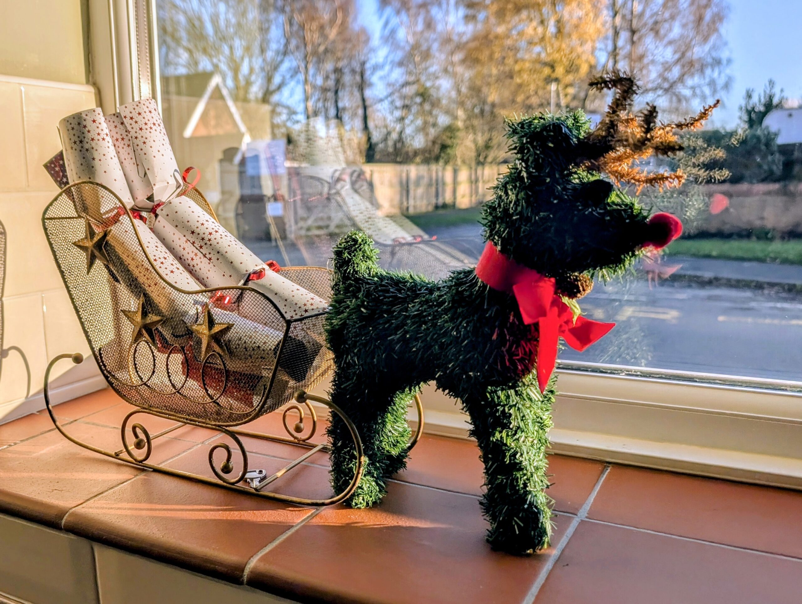 Festive reindeer decoration at The Saddlery