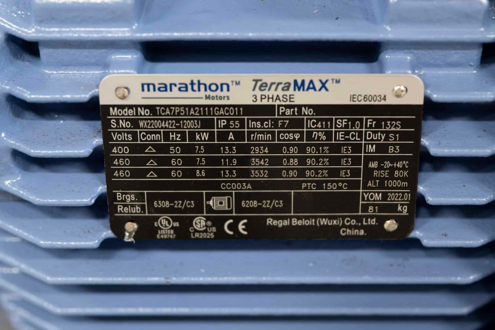 Marathon TerraMAX TCA7P51A2111GAC011 – IE3 Premium Efficiency 3-vaiheinen sähkömoottori - Image 2