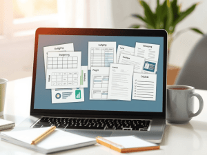 1. Digital financial planning templates for achieving financial freedom with Sakkemoto, including budgeting, expense tracking, and financial goal setting.