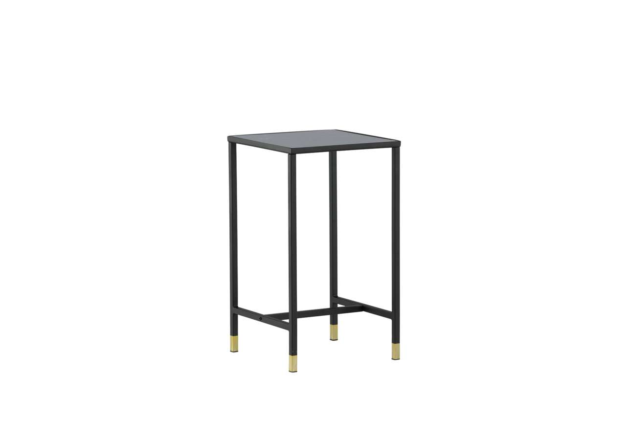 Elegant svarta sideskåp med guldfötter, modern design för hem eller kontor.