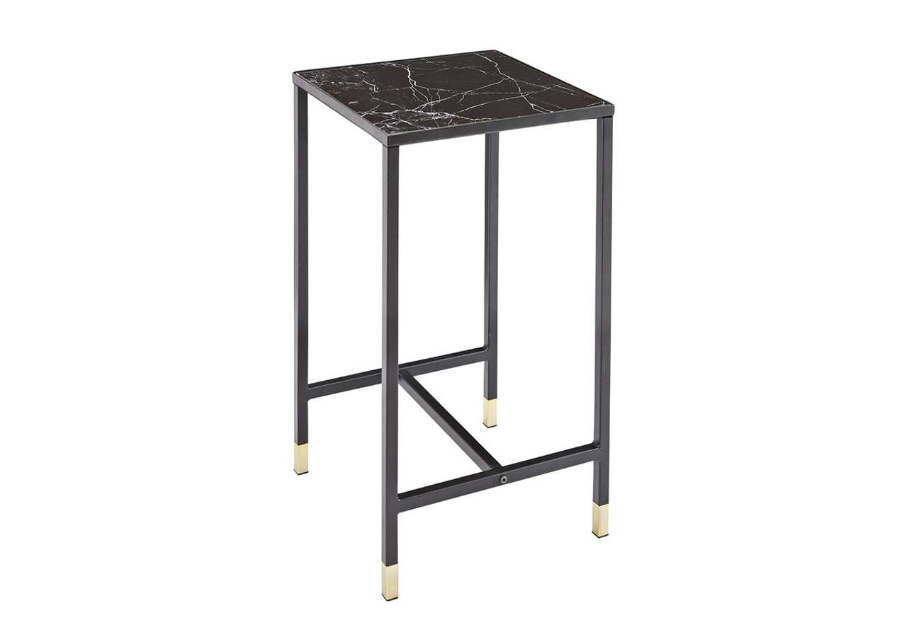 Elegant svart marmorskiva sidobord för modern inredning.