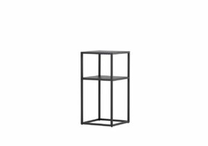 Modern svart hyllställ för sovrum eller vardagsrum, designad av Sängfabriken.
