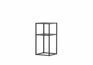 Konstgjord metallhylla för sovrum och vardagsrum, modern design, svart färg.