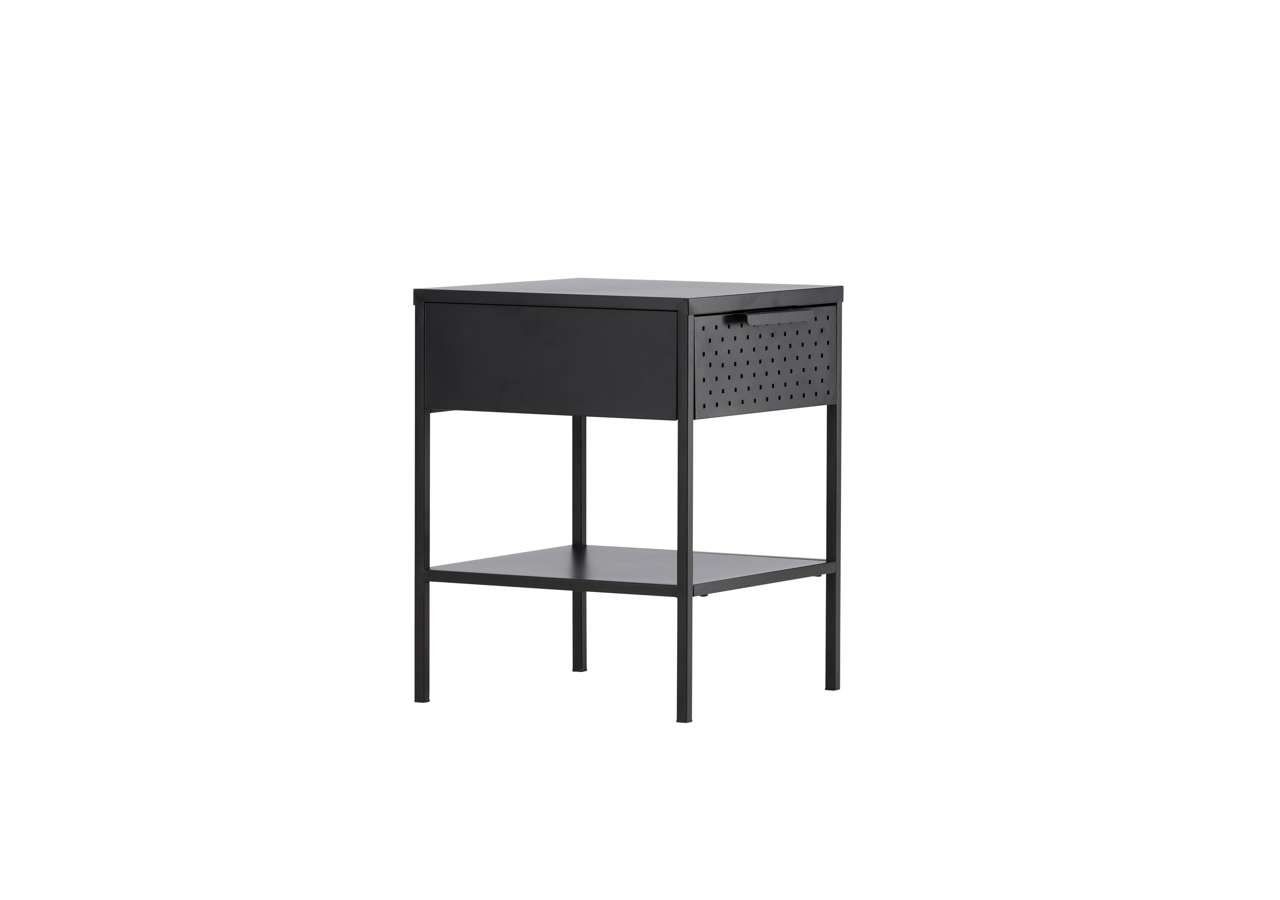 30139-100_11_o Sovrumsbord i svart med förvaringslåda och hylla, modern design för sovrum och vardagsrum.
