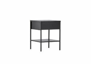 Sängfabriken sängbord i svart minimalistisk design, perfekt för sovrum.
