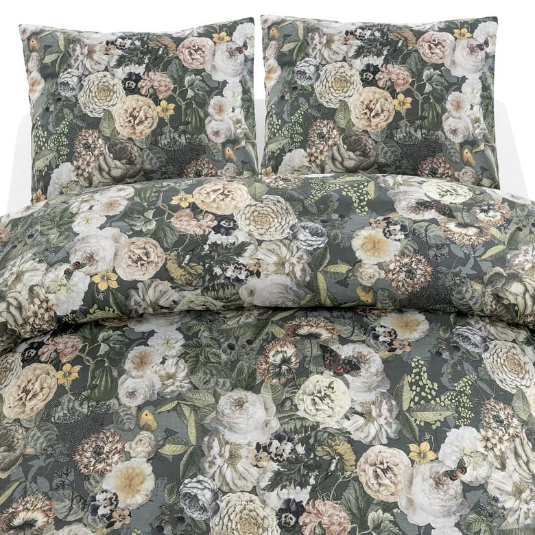 3505310 Mönstrat sängklädesset med blommor i jordfärger, hög kvalitet.