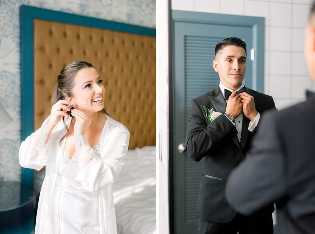 Bride and Groom getting ready