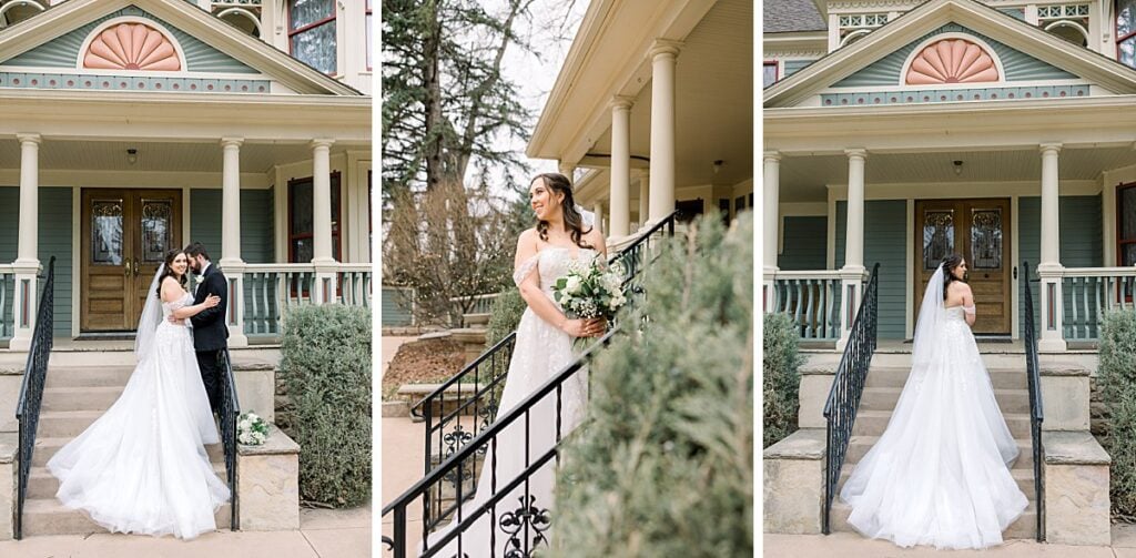 Bridal portraits out front of the Tapestry house