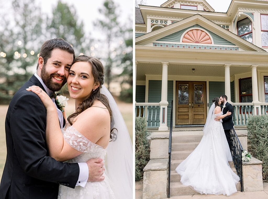 bride and groom portraits at the tapestry house in Laporte Colorado