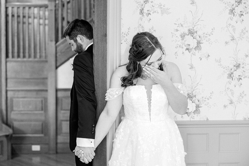 Bride and Groom emotional first touch