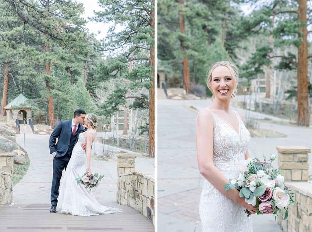 Bride and Groom wedding portraits at Della Terra Mountain Chateau
