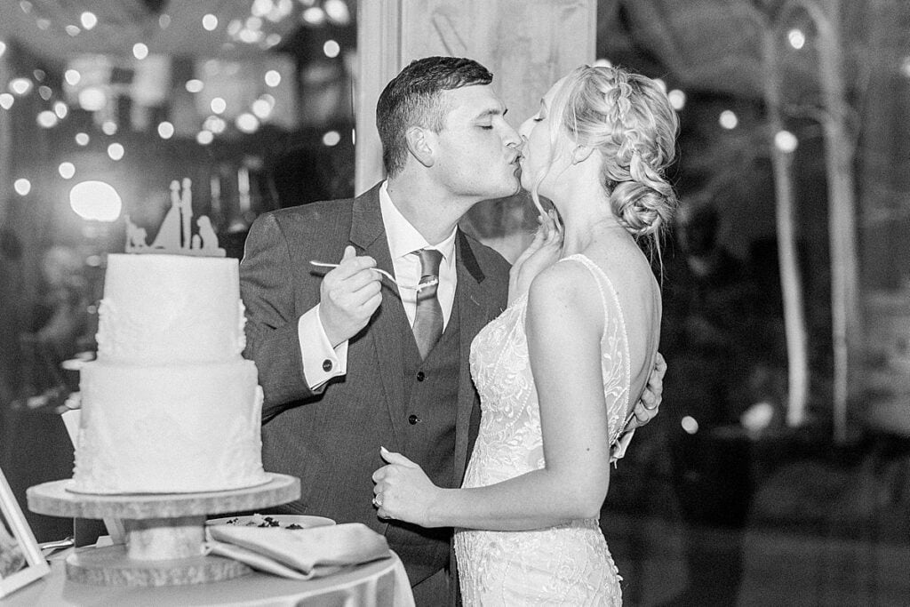 Bride and Groom during cake cutting
