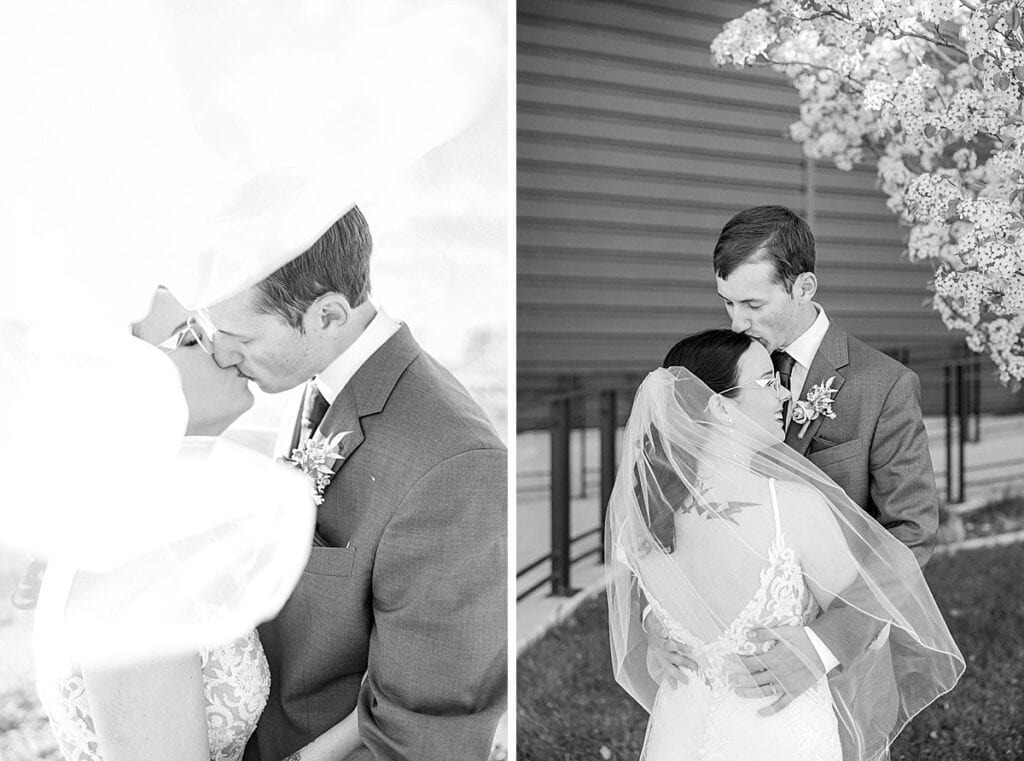Bride and Groom wedding day black and white portraits