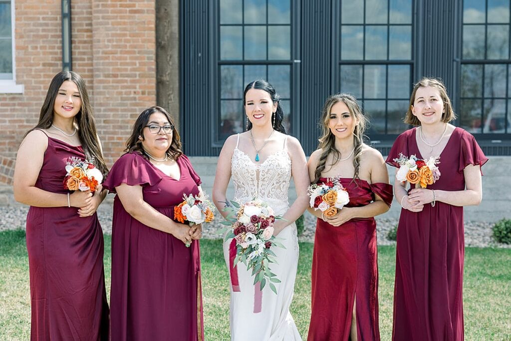 Bride with her bridesmaids