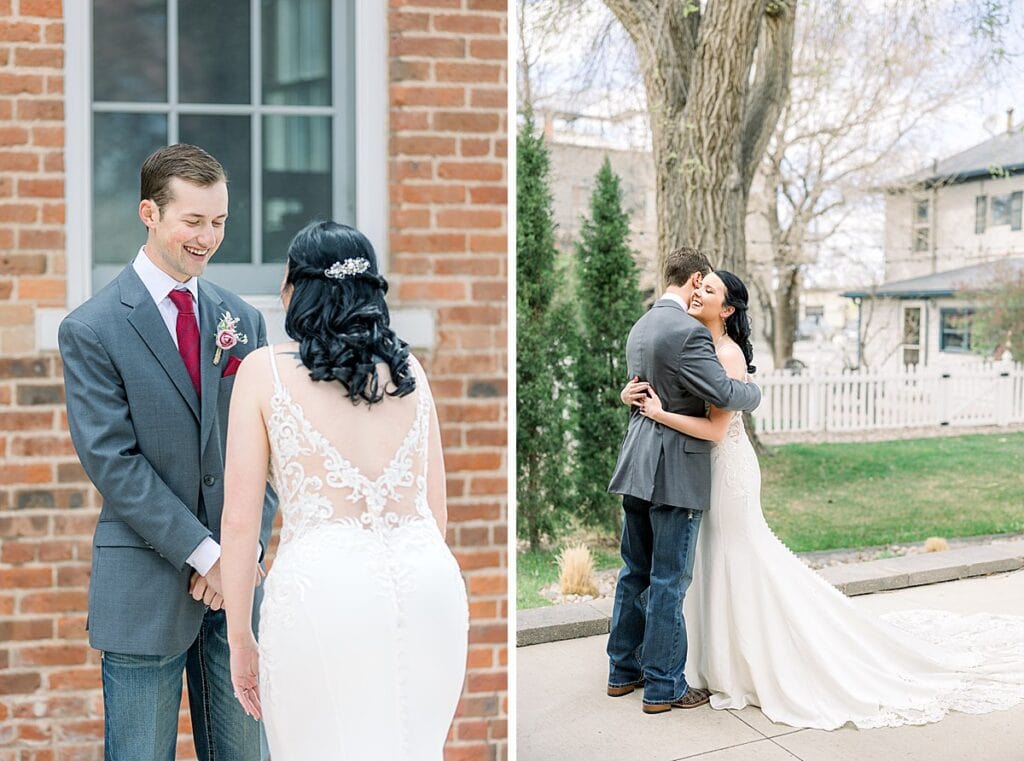 Bride and Groom first look on wedding day