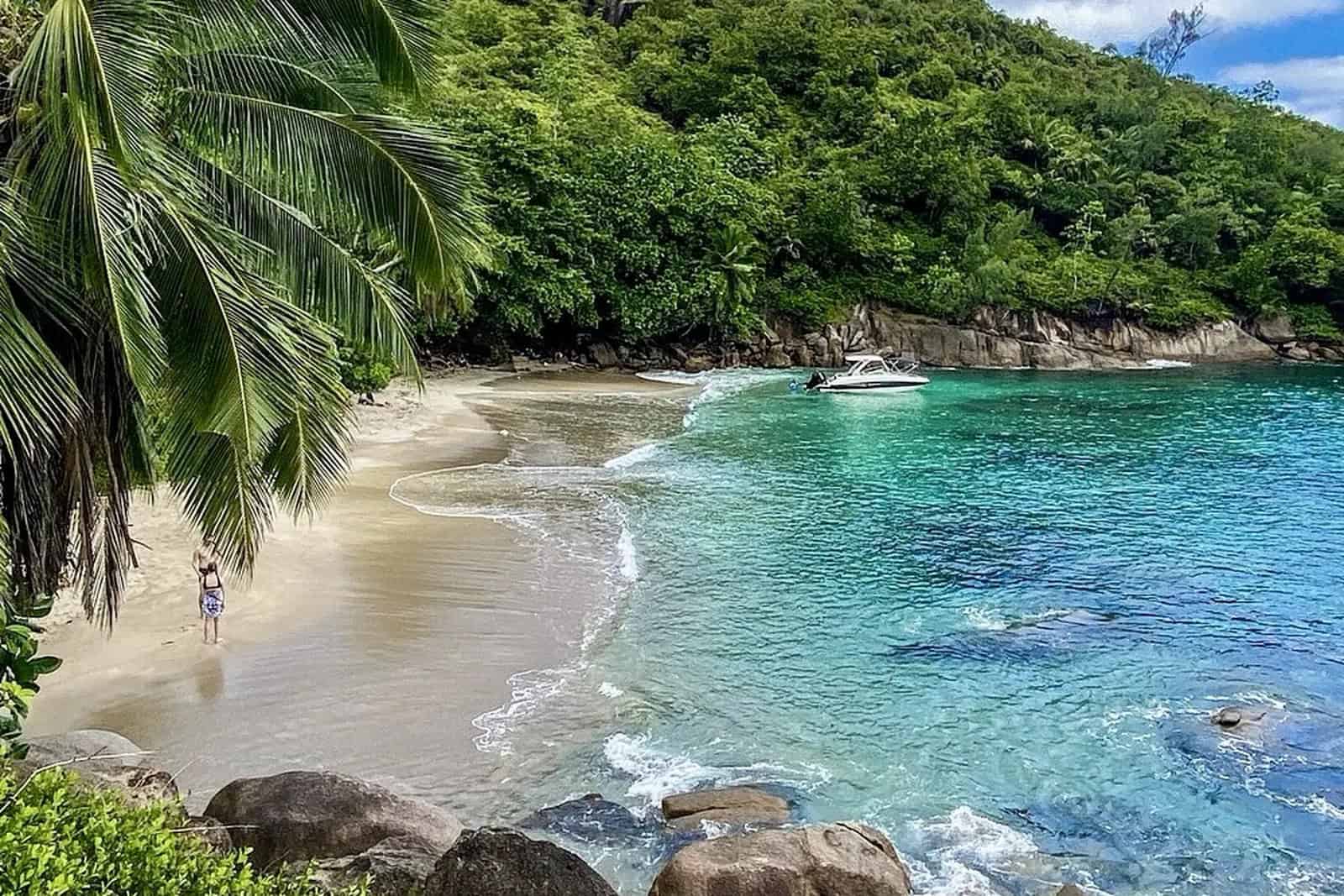 Anse Major Beach on Mahé reached by the scenic coastal hiking trail