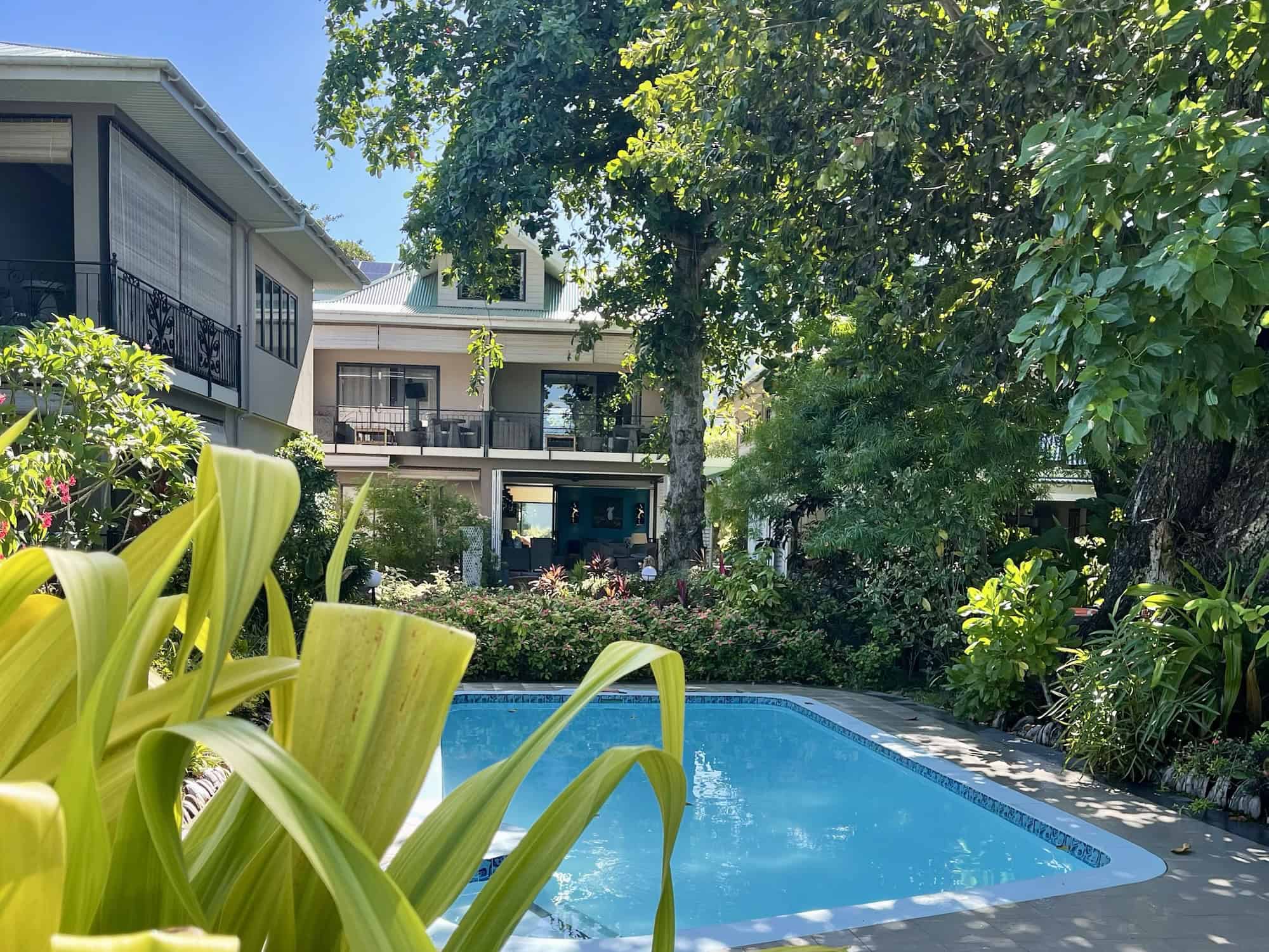 Hotel accommodation and garden pool on La Digue Seychelles