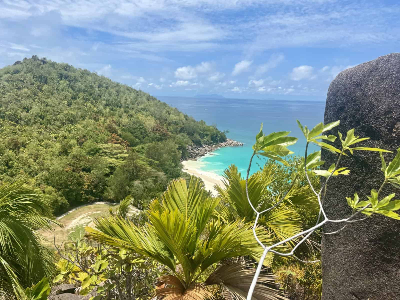 Anse Lazio Georgette Trail 9 Narrow hillside path on the hike