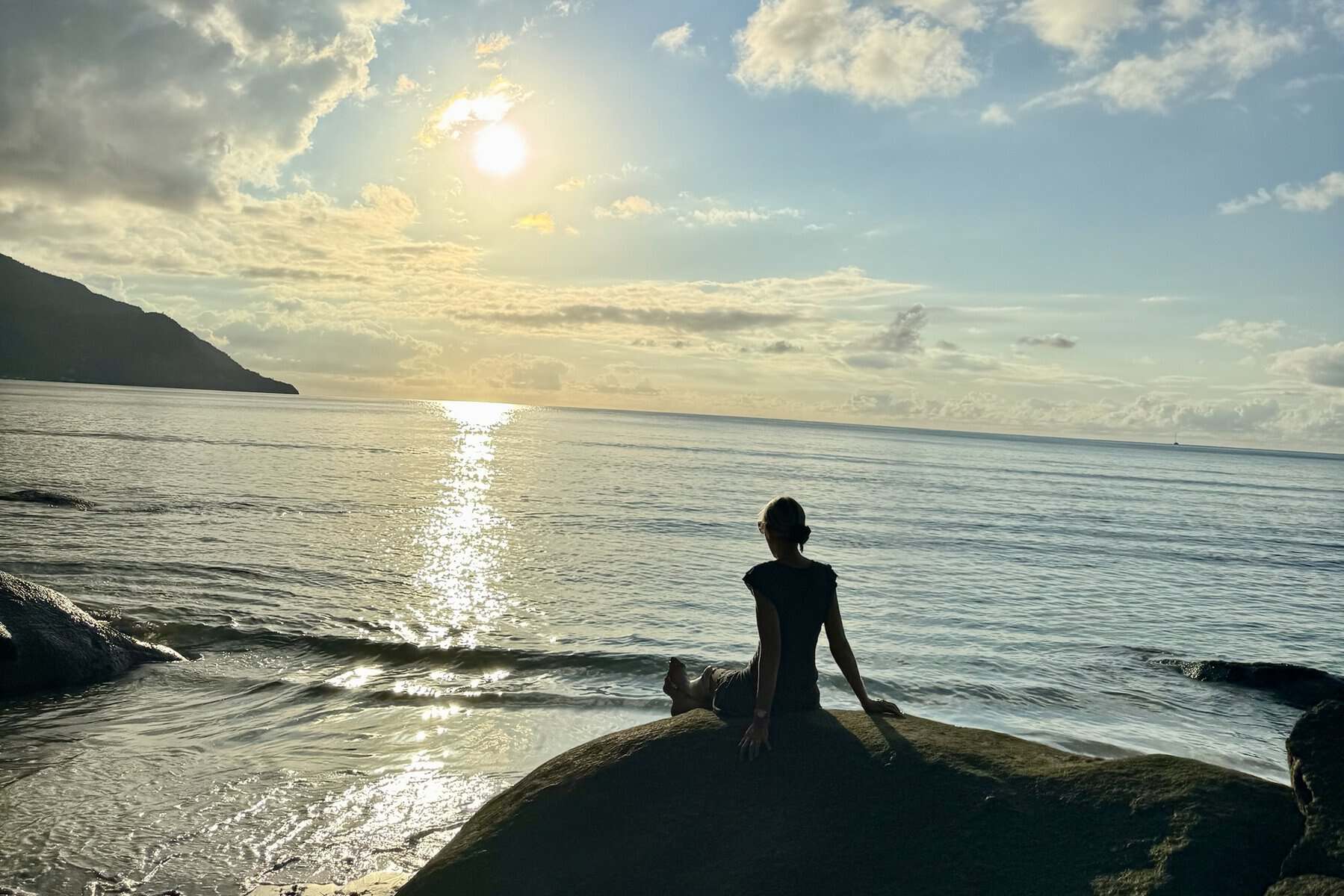 Sunny Seychelles beach illustrating strong tropical UV exposure