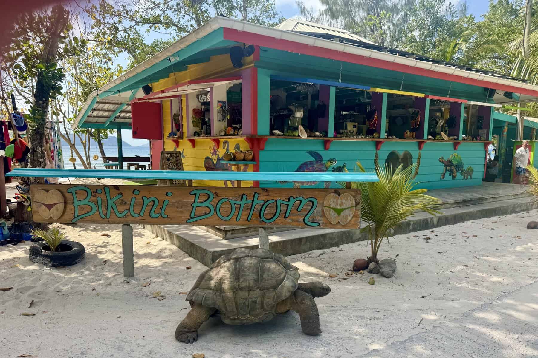 Bikini Bottom beach bar at Anse Severe on La Digue Seychelles