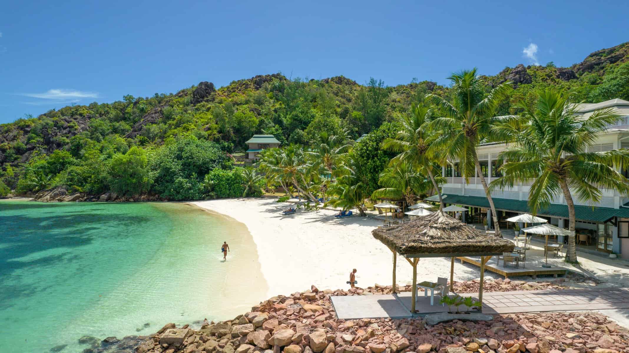 Beachside setting of Hotel L’Archipel on Praslin
