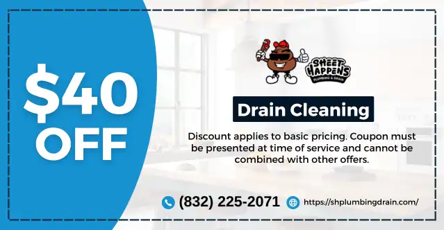 $40 OFF Drain Cleaning Coupon for Sheet Happens Plumbing & Drain