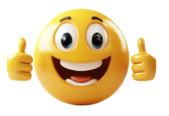 Smiling emoji giving thumbs up gesture
