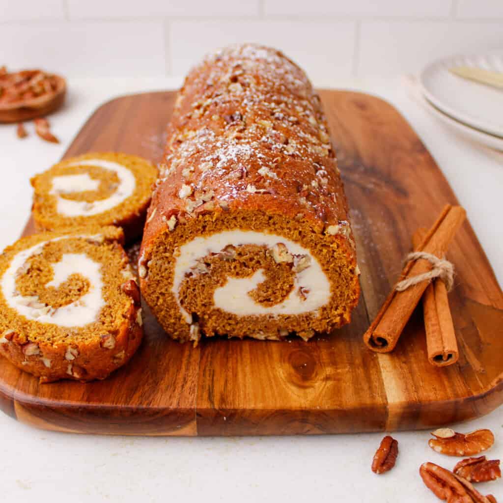 Old Fashioned Pumpkin Roll with Pecans